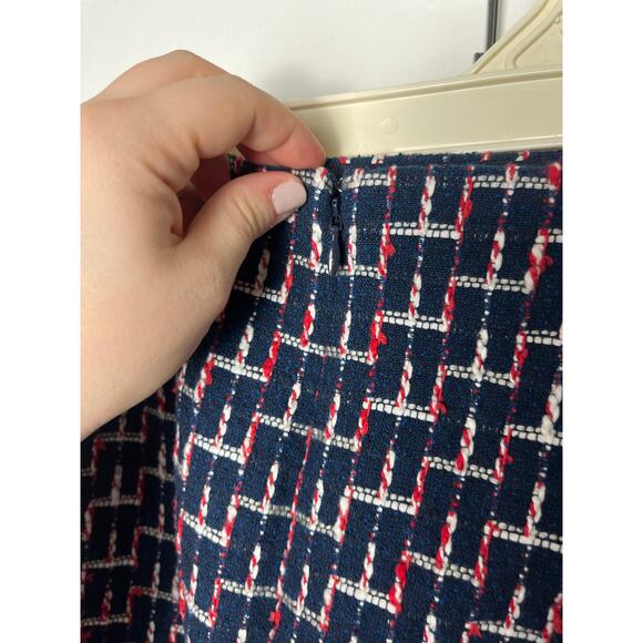 Talbots Women's Navy Blue Red White Tweed Straight Career Work Skirt Size 12 P - Picture 5 of 7